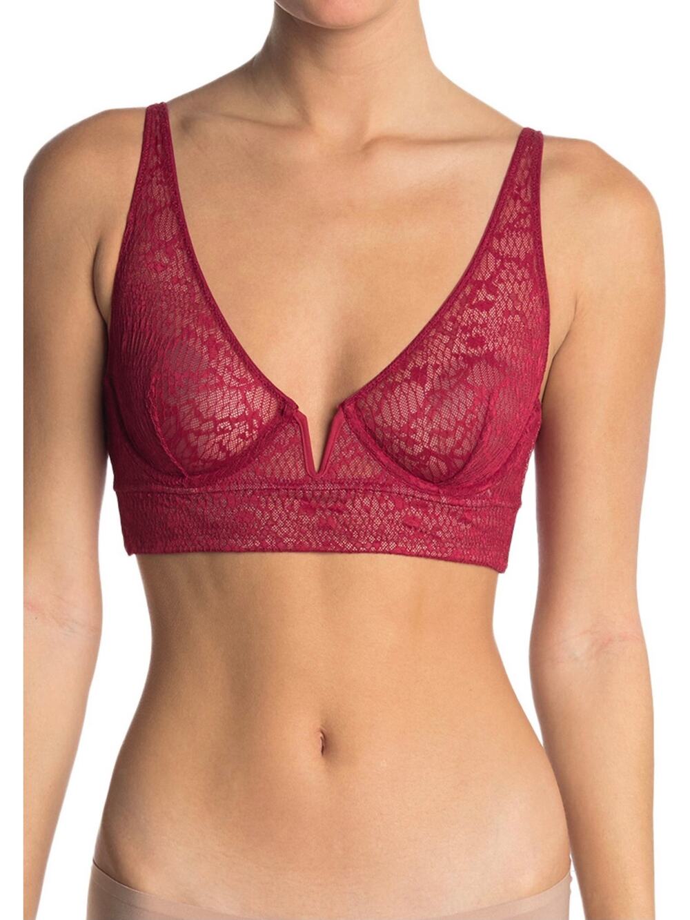 NEW Intimately Free People Tameeka Underwire Lace Bra Berry Women's Size M Red